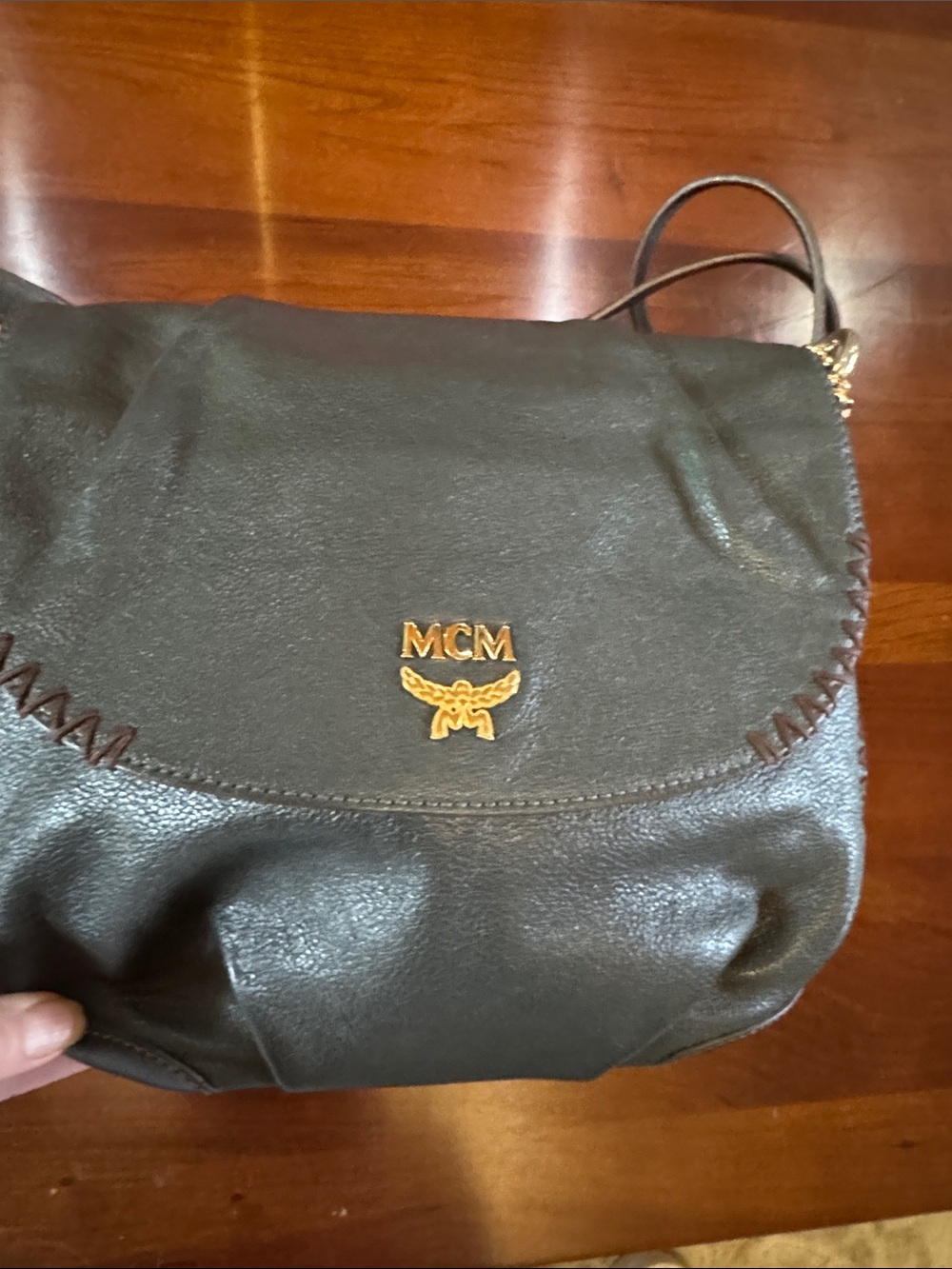 MCM VINTAGE Black Leather Crossbody with Gold Hardware - Picture 11 of 11